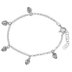 Silverarmband med vita glittriga hjärtan