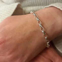 Silverarmband ovala öglor 19 cm