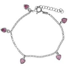 Silverarmband rosa hjärtan
