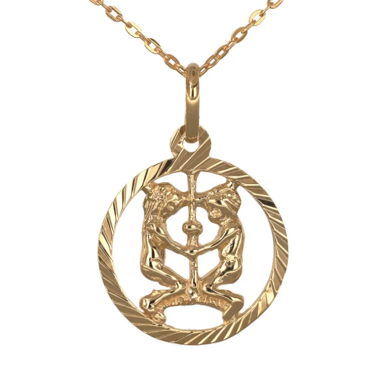 Stjärntecken halsband tvillingarna äkta guld 9 karat