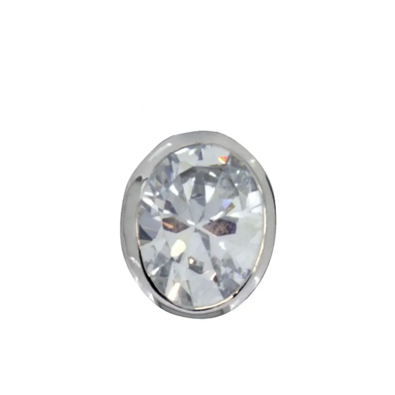 Vitguldssmycke äkta guld 18 karat med oval glittrig sten